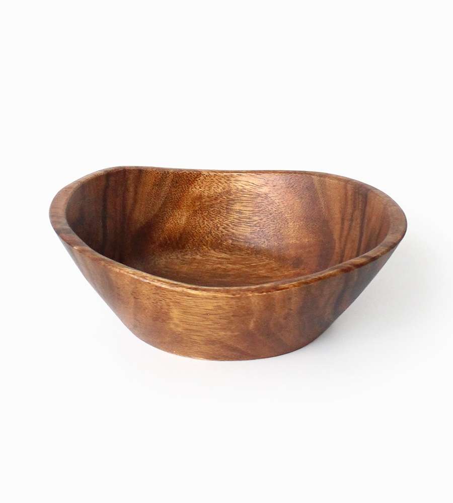 20.5cm Wave Wood Salad Bowl (Natural Wood Cereal Bowl Round Wood Bowl Multi-Purpose Wooden Bowl Sensory Camping Dish)
