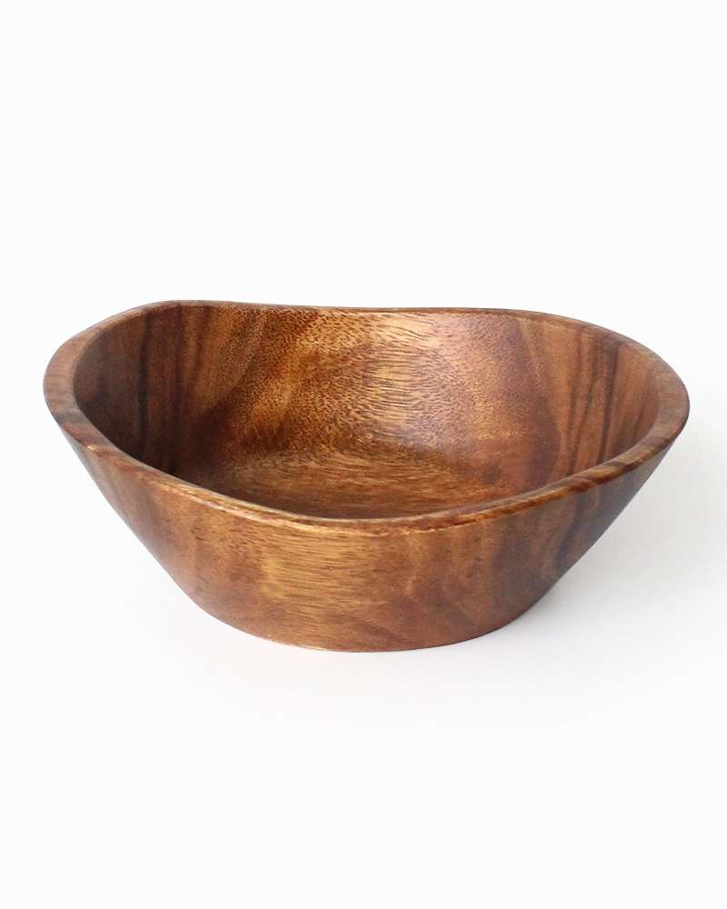 20.5cm Wave Wood Salad Bowl (Natural Wood Cereal Bowl Round Wood Bowl Multi-Purpose Wooden Bowl Sensory Camping Dish)