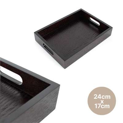 漆塗り無垢材透かし彫りハンドル トレー 2417（ウッドハンドル角盆 カフェ レストラン 木製 ウッドトレー パンプレート）
