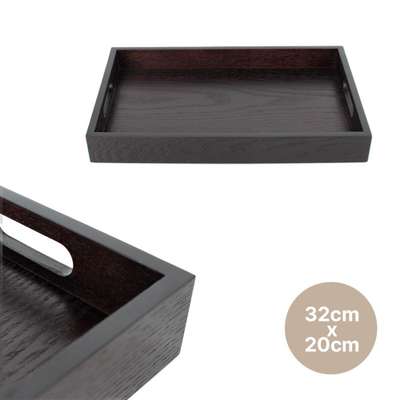 漆塗り無垢材透かし彫りハンドルトレイ 3220（ウッドハンドル スクエア盆 カフェ レストラン 木製 ナチュラル感 パントレイ）