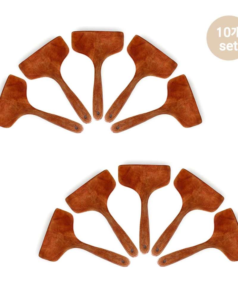 Lacquered Egg Roll Wide Spatula 10 Pack (Stir-fry Turner Cooking Tool Commercial Multi-purpose Wooden Flipper Kitchen Tool)