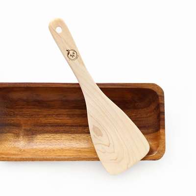 Domestic Hinoki Wood Angled Wok Turner 247 (Wood Stir-Fry Spoon Cooking Tool Commercial Multi-Purpose Spatula Kitchen Tool)