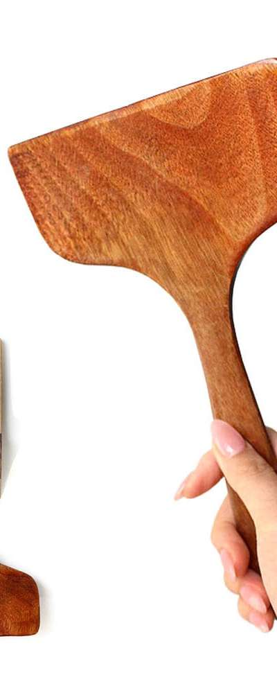 漆塗り卵焼き用ワイドターナー(ウッド炒め用へら 調理道具 業務用 多用途 木製 返し用へら キッチンツール)