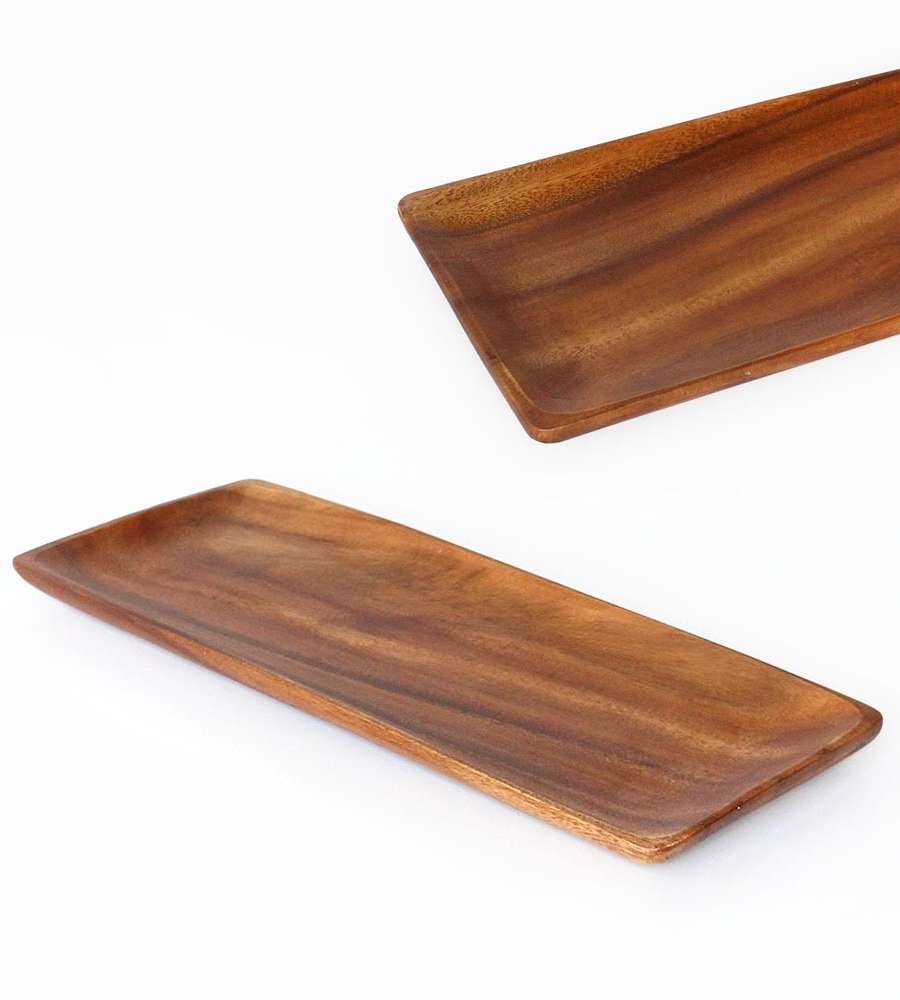 Wood Rectangular Serving Plate 45cm (Sensory Cafe Tray Camping Dish Salad Brunch Plate Platter)