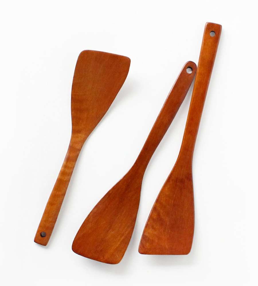 Rose Wood Lacquered Angled Turner (Wood Wok Spatula Cooking Tool Professional Multi-Purpose Wooden Spatula Restaurant Kitchen Tool)