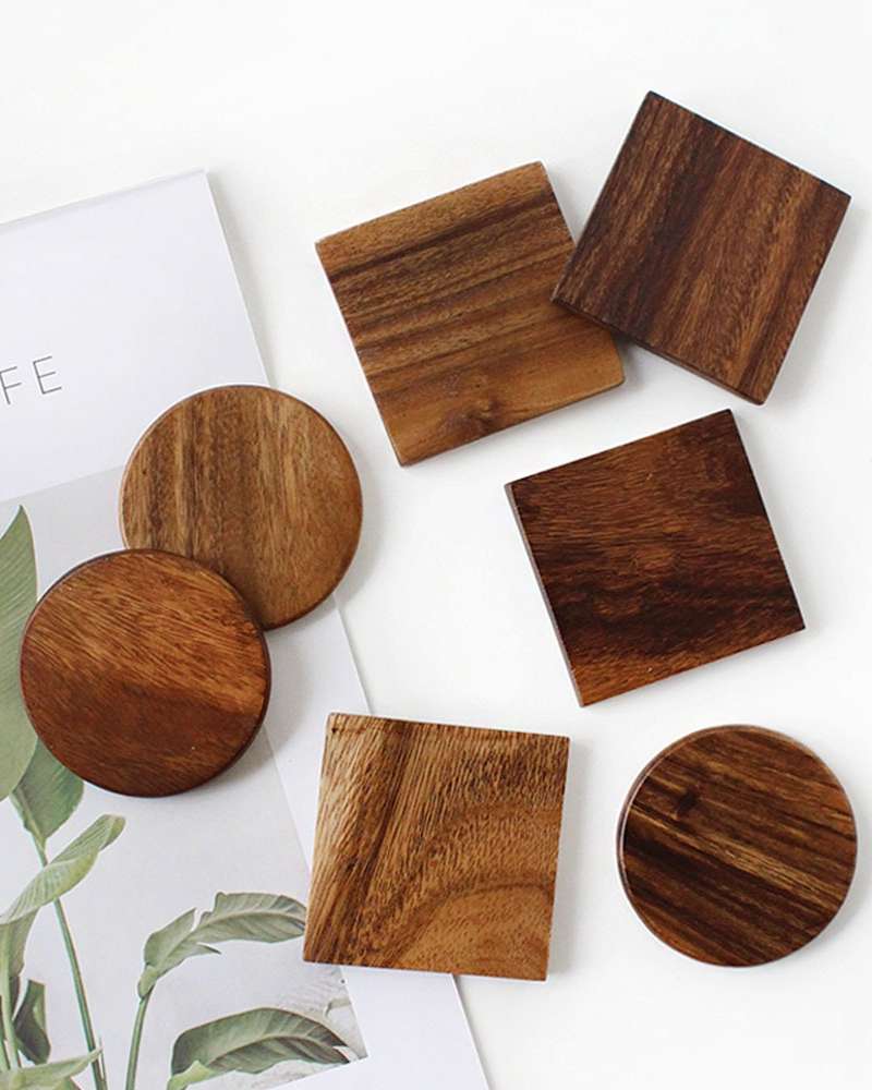 Acacia Wood Coaster 1P (Natural Wood Coaster Tray Wooden Tea Coaster Cup Coaster Mood Home Café)