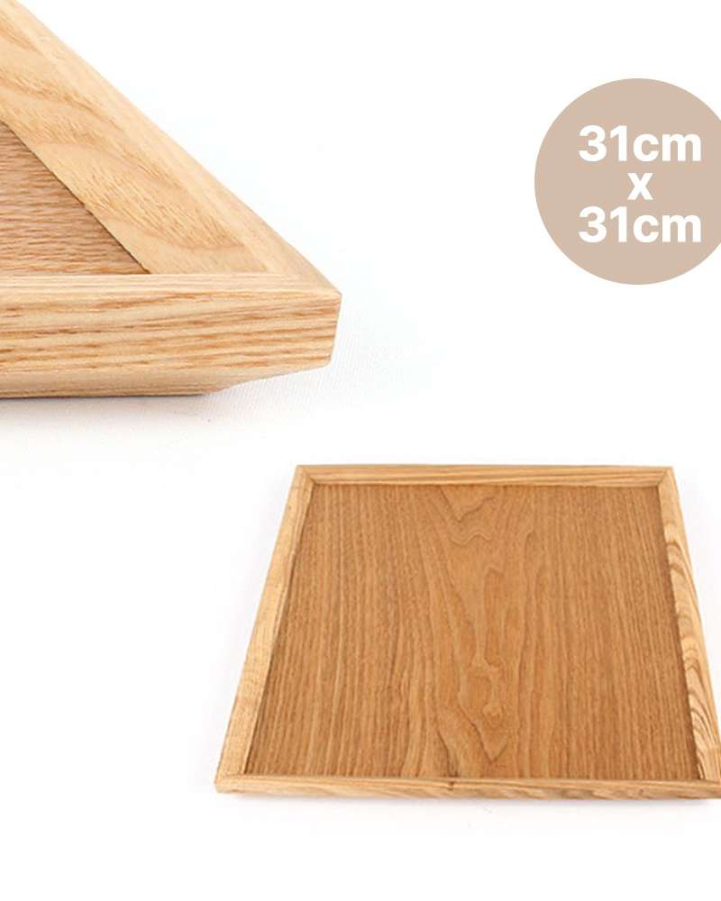 Natural Edge Square Tray 31 x 31 - Wooden Wood Tray Cafe Multi-Purpose Bread Tray
