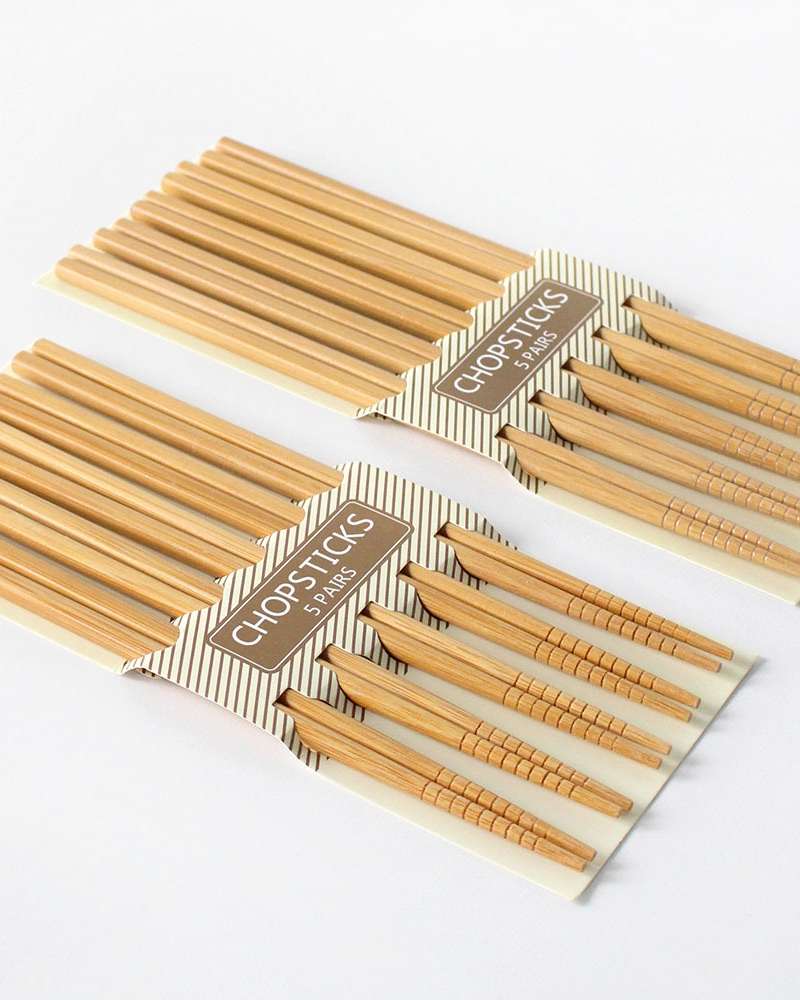 Bamboo Natural Home Chopsticks 5-Piece Set (Plain Wood Japanese-Style Low Bowl Commercial Restaurant Wooden Chopsticks)