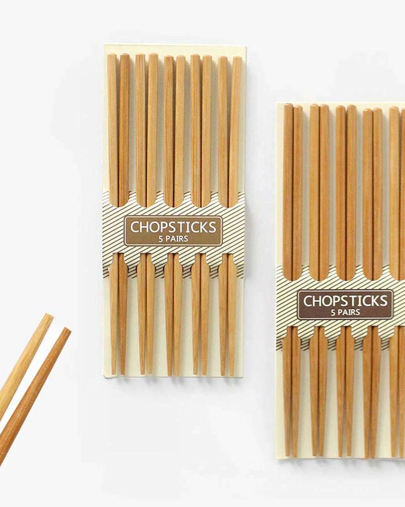 Bamboo Natural Plain Wooden Chopsticks, Set of 5 (Solid Wood Japanese-Style Low-Cost Restaurant-Use Unprinted Bamboo Chopsticks)