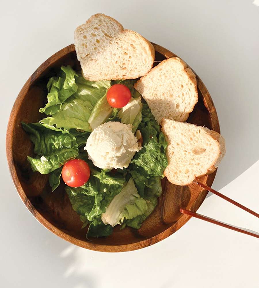 22cm Acacia Low Round Wooden Bowl l Aesthetic Cafe Interior Decor Camping Salad Brunch Plate
