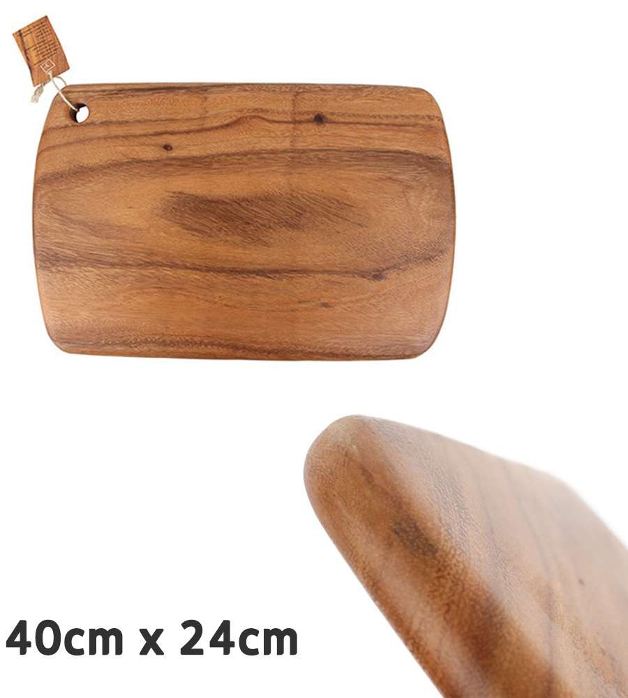 4024 Natural Wood Round Rectangle Serving Board | Camping Wood Home Party Plate Plating Cheese Board