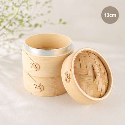13cm竹製小型蒸し籠（業務用蒸し器 点心 2段 蒸し笊 バイキング蒸し料理 蒸し鍋 肉まん 餅作り）