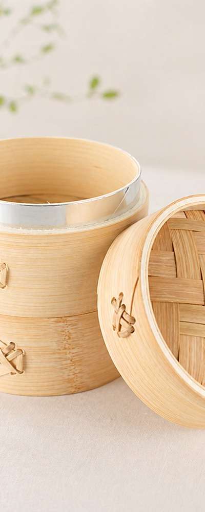 13cm竹製小型蒸し籠（業務用蒸し器 点心 2段 蒸し笊 バイキング蒸し料理 蒸し鍋 肉まん 餅作り）