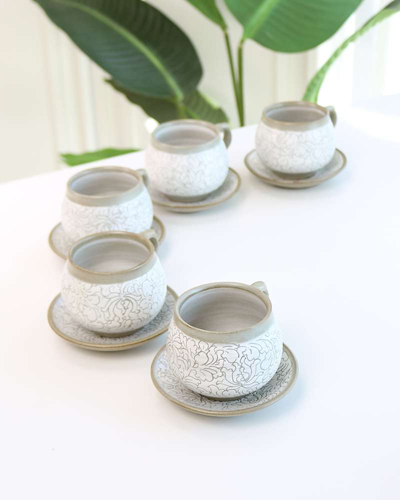 Buncheong Silttangcho 5-Person Coffee Cup Set