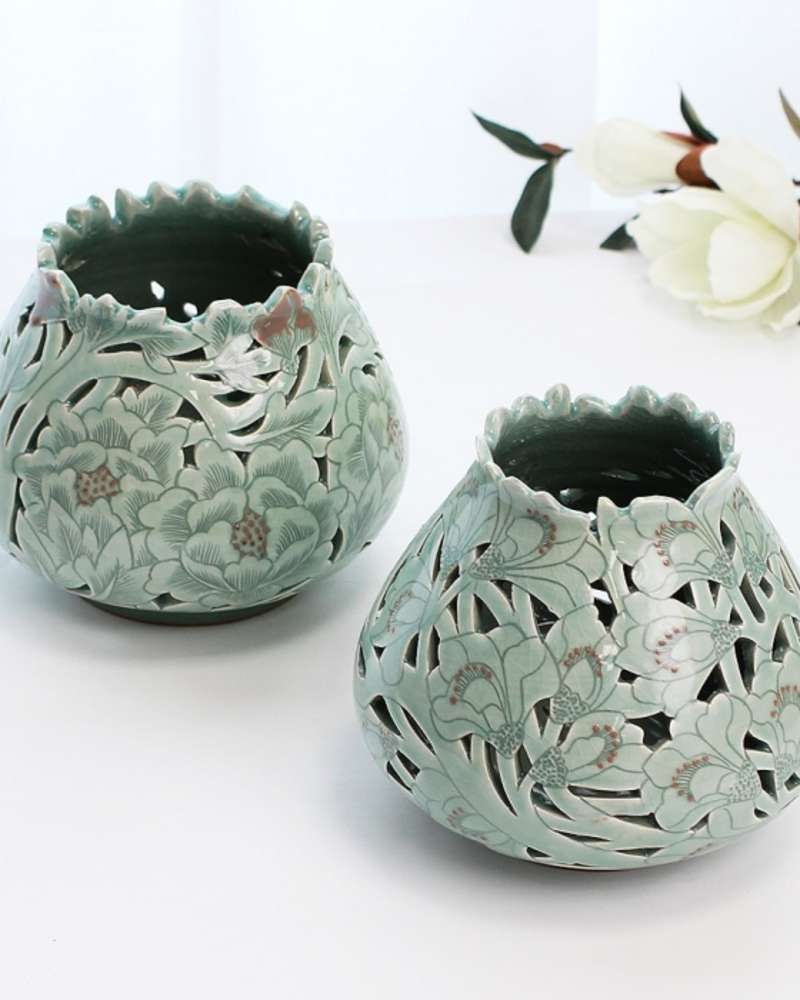 Celadon Openwork Tall Jar (Small)
