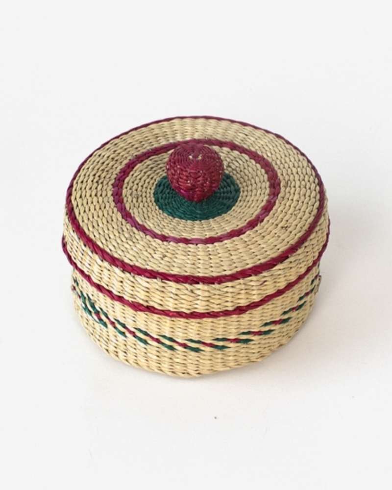 Water Hyacinth Lidded Basket 11cm T