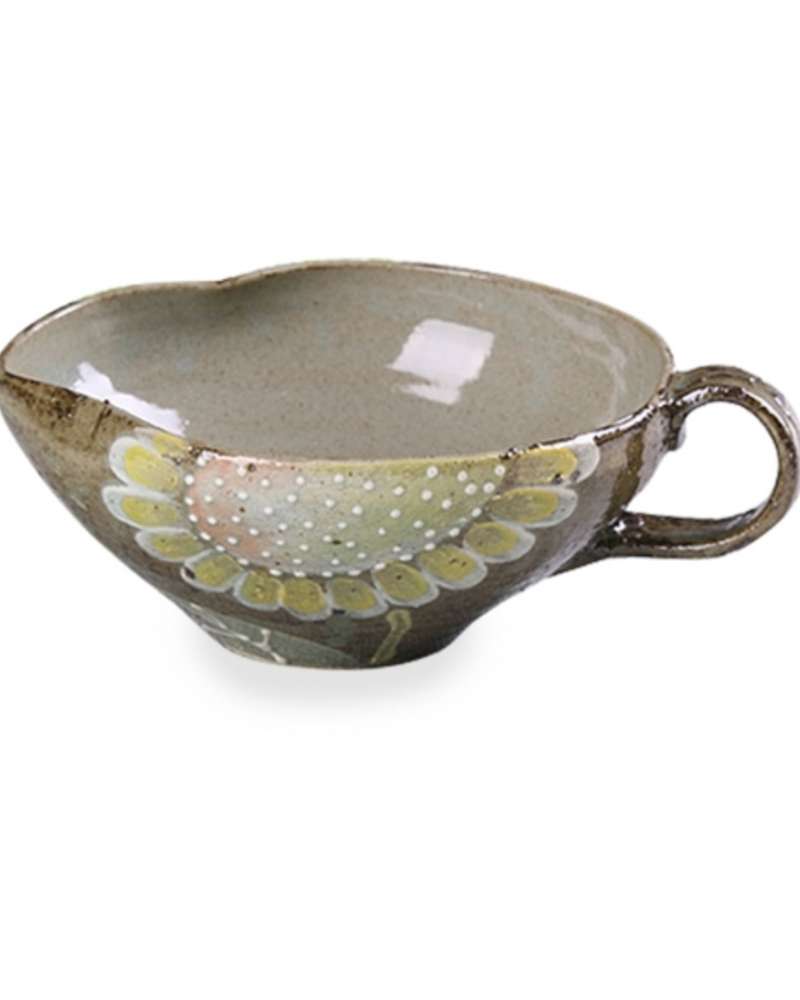 Rough Texture Porridge Bowl & Black Tea Cup Set (Sunflower)