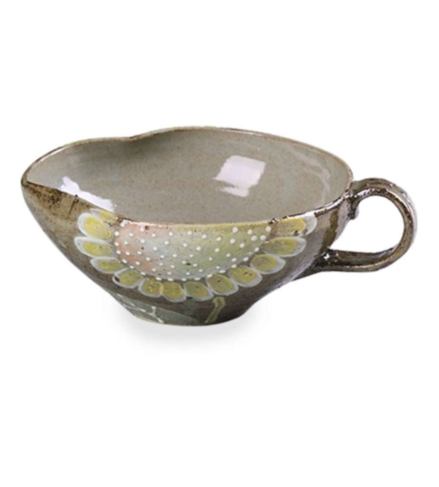 Rough Texture Porridge Bowl & Black Tea Cup Set (Sunflower)