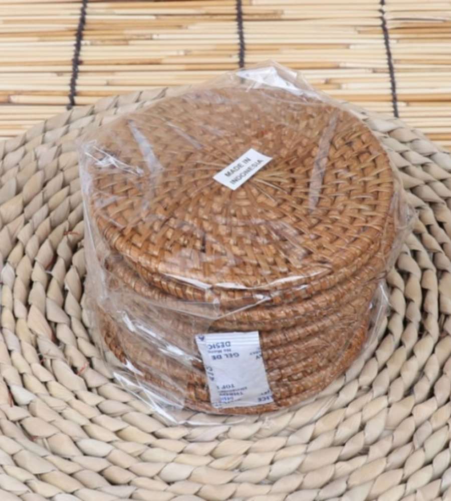 Rattan Round Tea Table Coaster Set 10cm (10 Pieces)