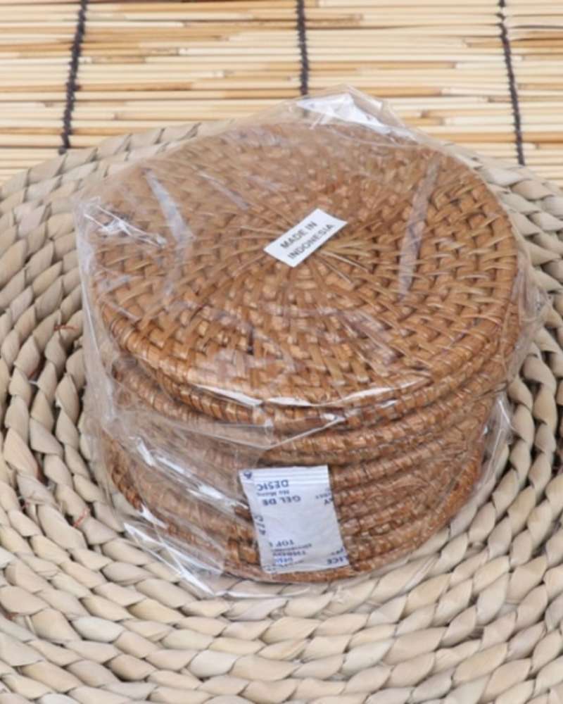 Rattan Round Tea Table Coaster Set 10cm (10 Pieces)