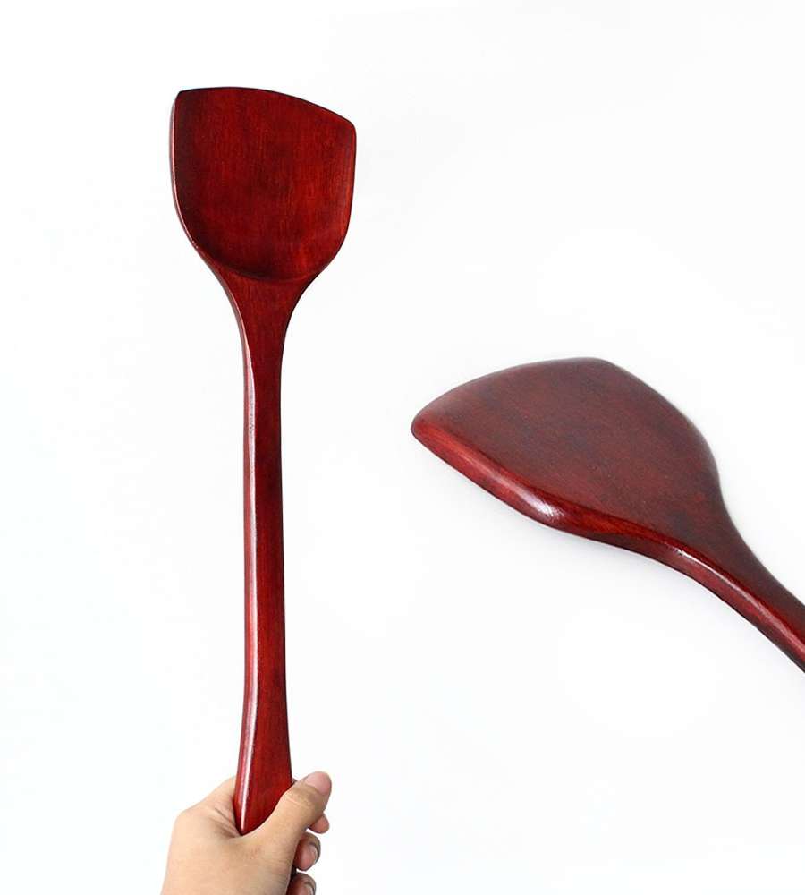Brown Lacquered Wood Long Spatula | Natural Wood Long Spatula Wok Spatula
