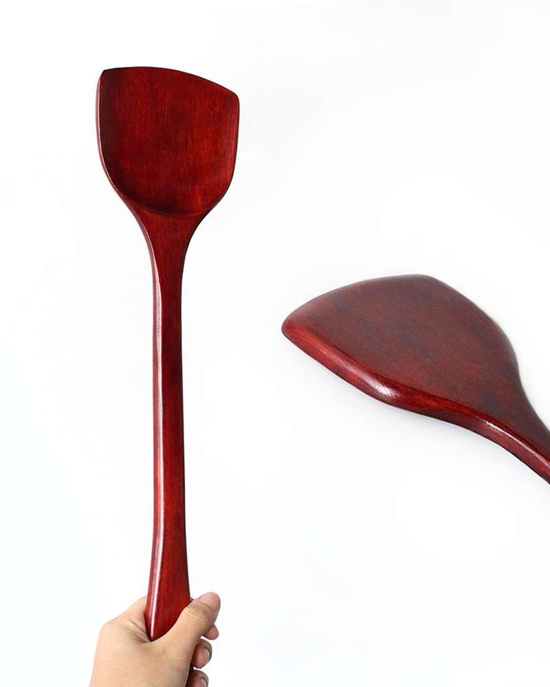 Brown Lacquered Wood Long Spatula | Natural Wood Long Spatula Wok Spatula