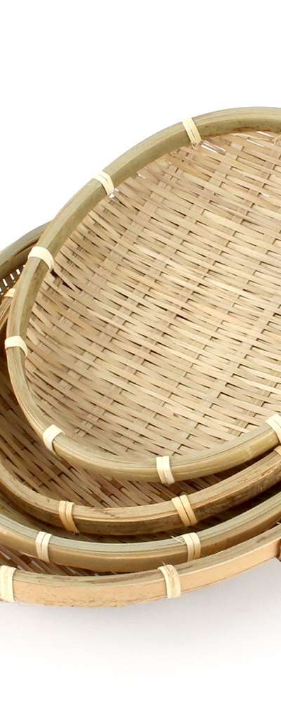 竹製楕円形サンチャンパン | もち籠 チヂミ皿 サンチュ ザル バスケット 工芸品