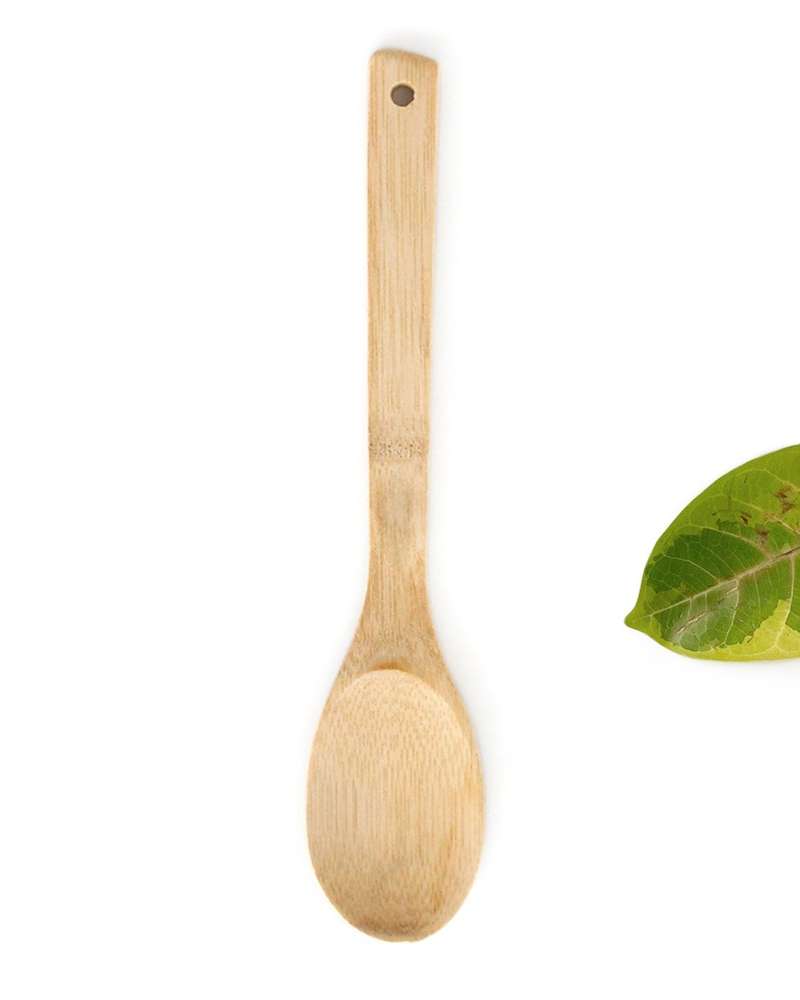 Bamboo Oval Stir-Fry Spatula 30cm Wood Cooking Spoon Kitchen Utensil Commercial Long Spatula