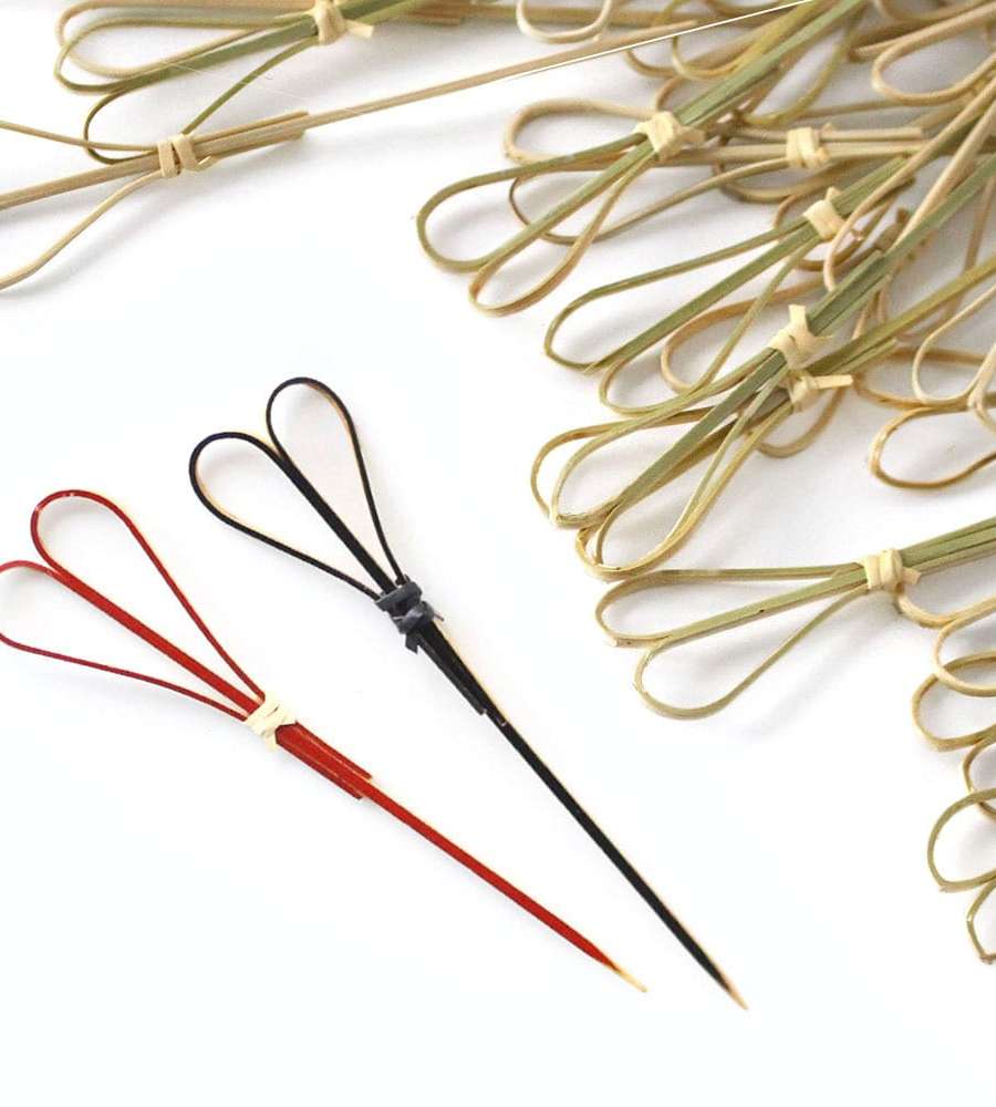 Bamboo Heart Cocktail Picks 100P (Heart Picks Fruit Skewer Disposable Sticks Lunch Box Decoration Home Party Dessert Fork)