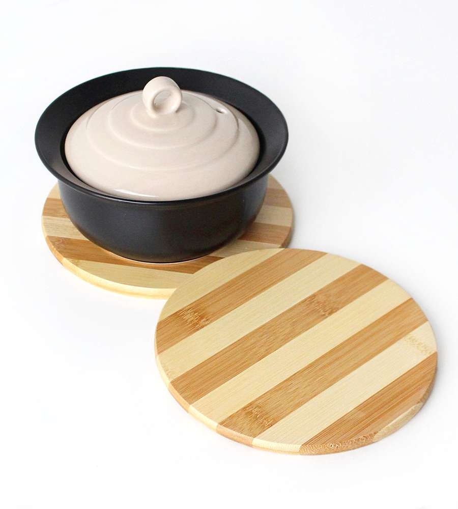 Bamboo Stripe Round Trivet | Stone Pot Hot Pot Pan Stand