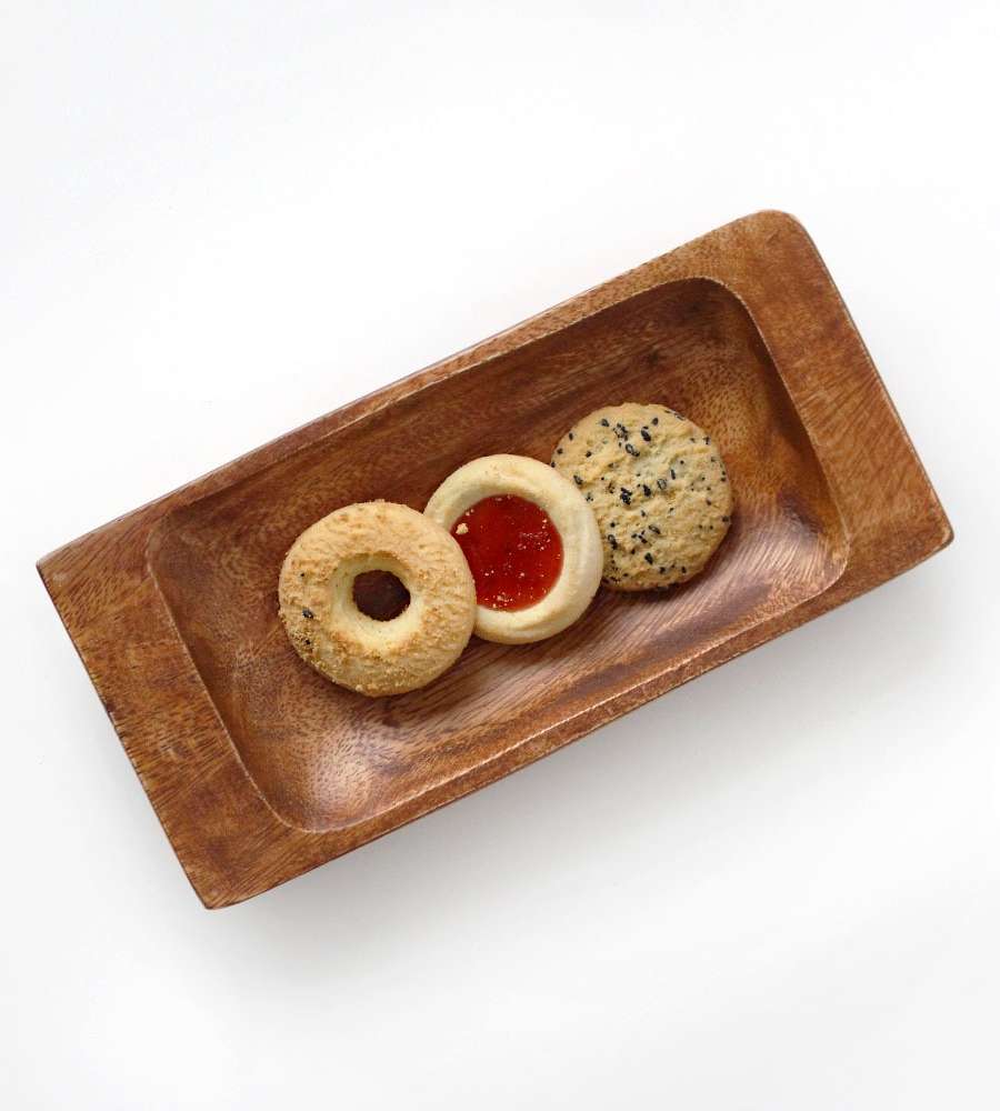 Flat-Handle Wood Appetizer Dish 1022 | Home Cafe Wooden Plate