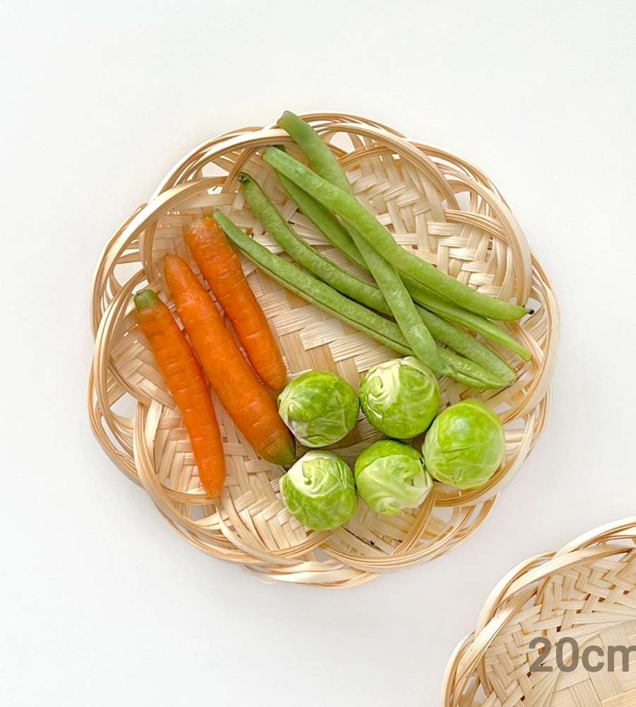 20cm Bamboo Flower Strainer Basket (Deep Fryer Plate Camping Mini Bowl Izakaya Flower Basket Japanese Cuisine Decorative Piece)