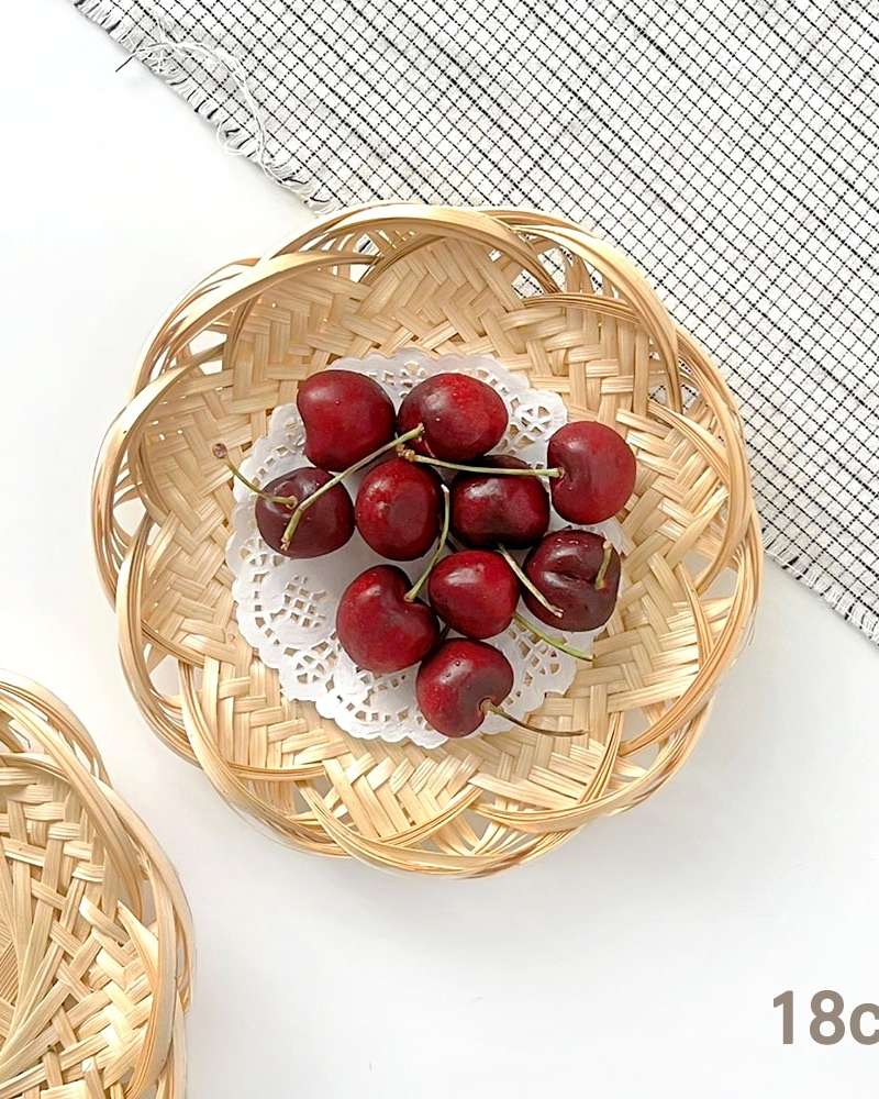18cm Bamboo Flower Strainer Basket (Tempura Plate, Camping Dish, Mini Bowl, Izakaya Flower Strainer, Japanese Cuisine Decorative Item)
