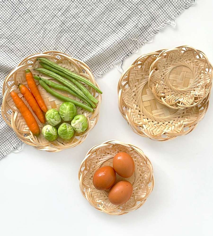 Bamboo Flower Strainer Basket (Tempura Dish, Camping Mini Bowl, Izakaya Flower Basket, Japanese Style Decorative)
