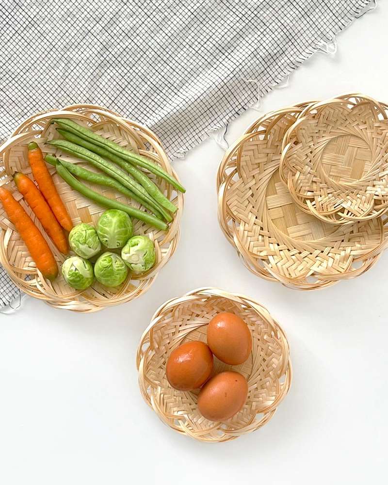 Bamboo Flower Strainer Basket (Tempura Dish, Camping Mini Bowl, Izakaya Flower Basket, Japanese Style Decorative)