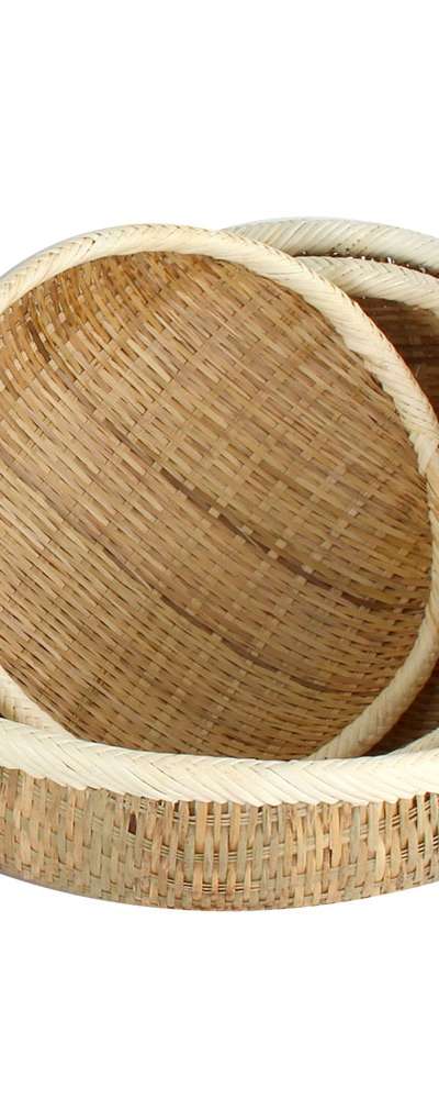 天然竹製ザル(伝統民芸品高級笊深かご野菜果物籠)