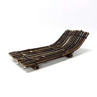 M Size Bamboo Fence-Style Curved Trivet | Japanese Tempura Serving Plate