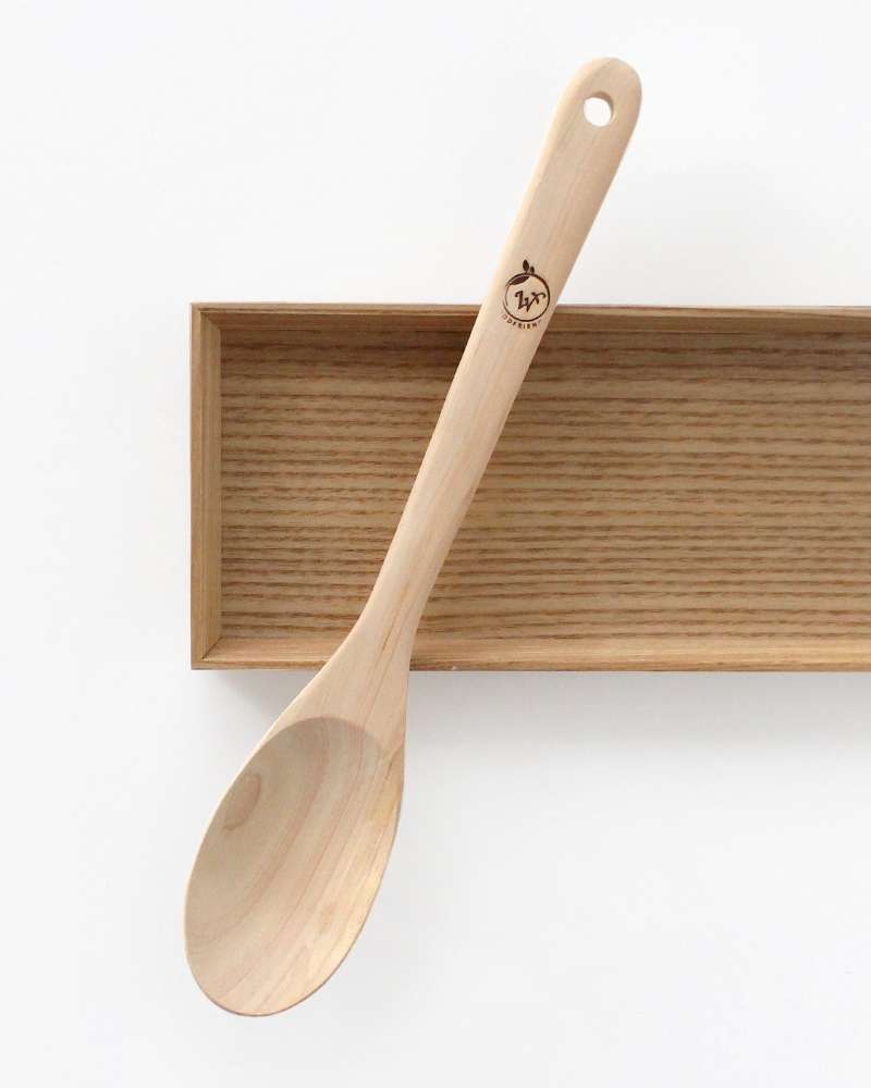 Hinoki Wood Stir-Fry Spatula Oval 305 | Wood Cooking Spoon