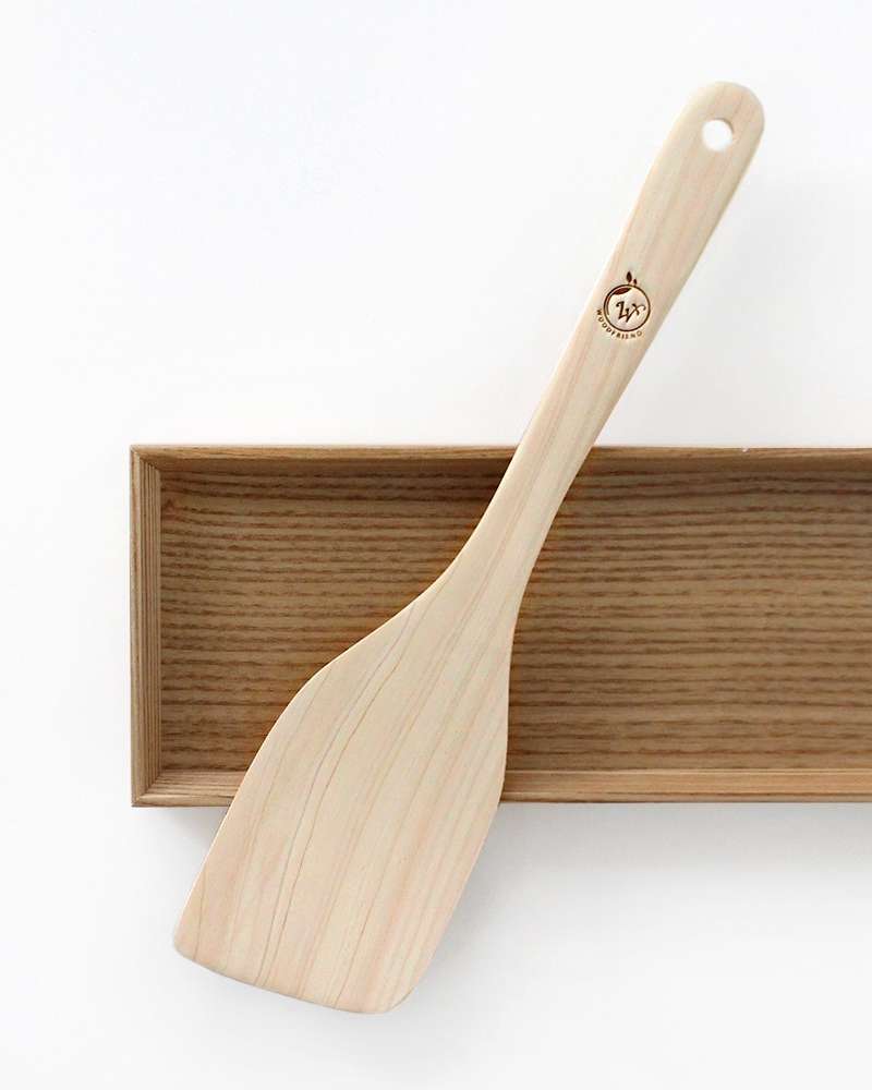 Cypress Wood Stir-Fry Spatula Diagonal 317 | Wood Cooking Spoon Turner