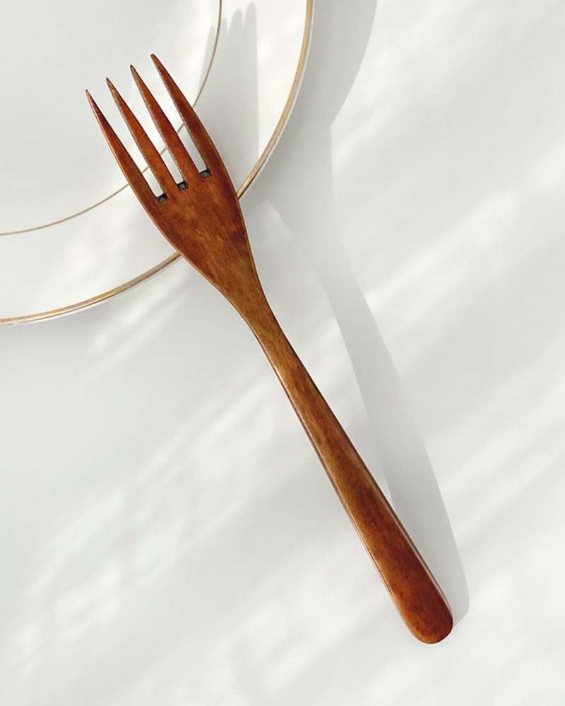 1P Rosewood Salad Fork Four-Prong | Fruit Dessert Wood Fork
