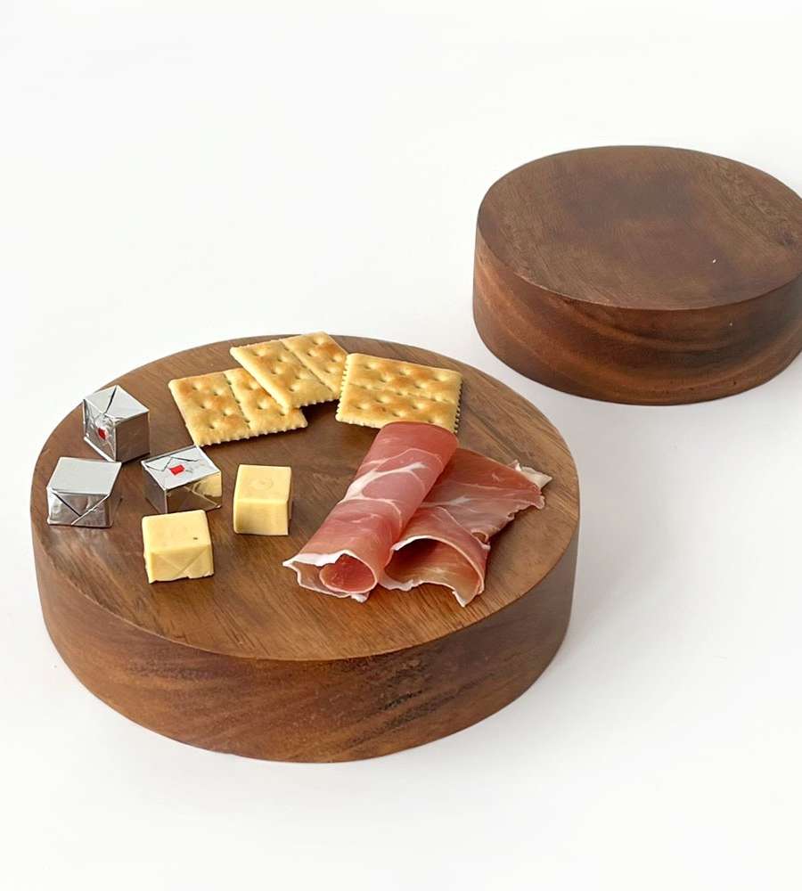 Acacia High Round Wood Plaiting Board | Cheese Cake