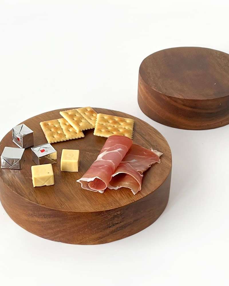 Acacia High Round Wood Plaiting Board | Cheese Cake