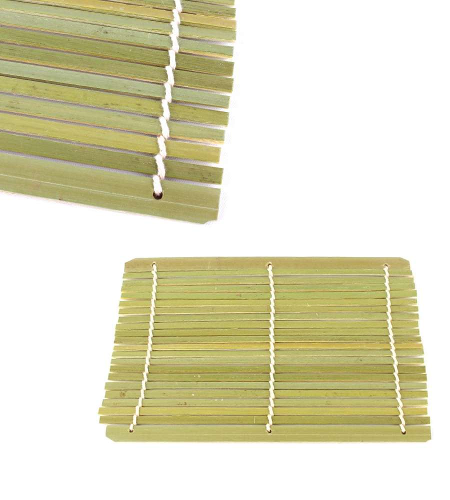 Bamboo Rectangular Soba Mat 18.5 cm (Noodle Bowl Stand / Tempura Tray / Soba Placemat / Kimbap Rolling Mat / Japanese Cuisine Decor)