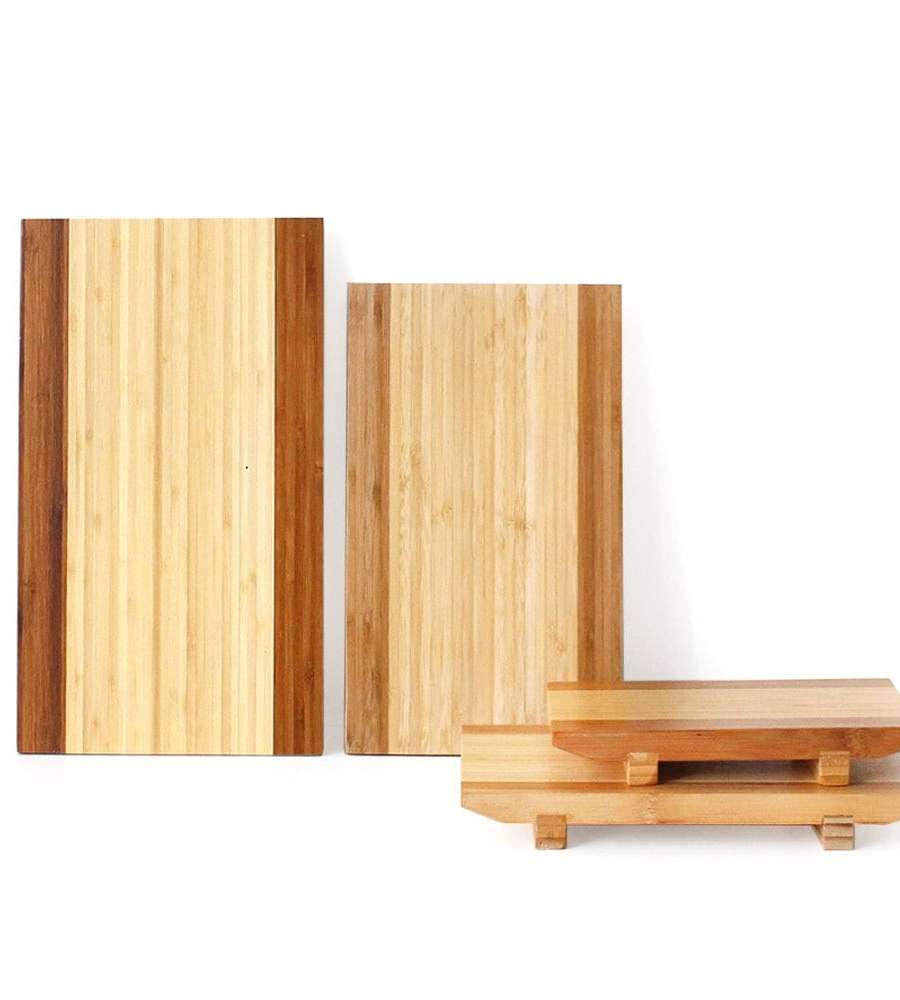 Two-Tone Bamboo Sashimi Board (Sushi Sashimi Meat Cutting Board Bamboo Chopping Board Square Wood Dish Aesthetic Camping Japanese Plating)