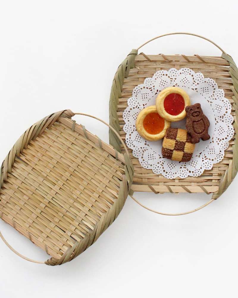 Bamboo Colander with Double Handles | Beautiful Serving Dish for Pancakes, Fried Foods & Tempura Basket, Japanese-Style Cooking and Home Pojangmacha Decor