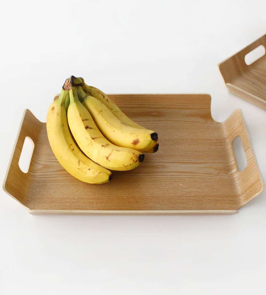 3-Size Wood Handle Bread Tray - Wooden Serving Tray (Café Tray, Square, Beautiful Tray, Bread Tray, Dessert Tray)