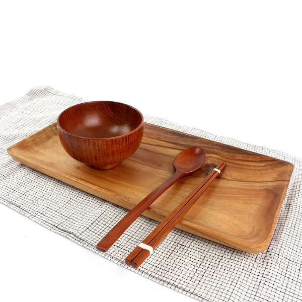 L 38x18 Acacia Rectangular Wood Dish Tray Bowl Serving Plate
