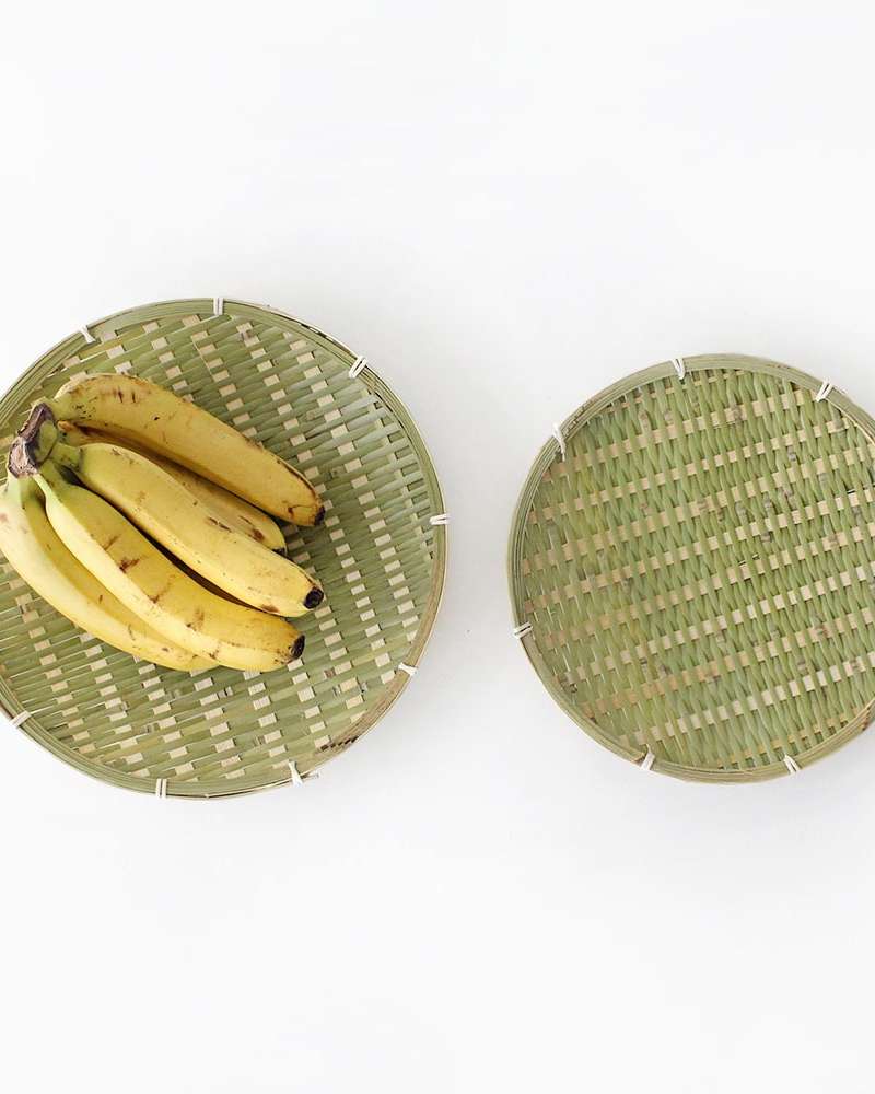 Premium Bamboo Round Serving Tray with Outer Rim (Soba Plate, Vegetable Plate, Tempura Basket, Japanese Tableware)