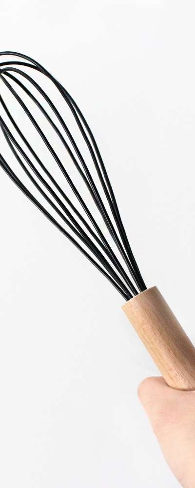 ブラック ウッドハンドル シリコン泡立て器 | 生クリーム メレンゲ ホイップ器
