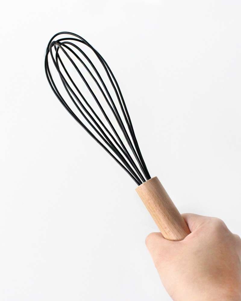 Black Wood Handle Silicone Whisk | Whipped Cream Meringue Whipping Tool